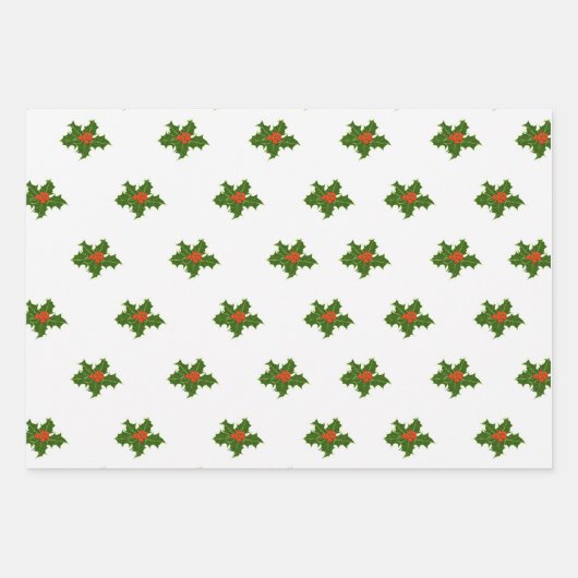 Christmas Holly Pattern Geschenkpapier Set (Vorderseite 2)