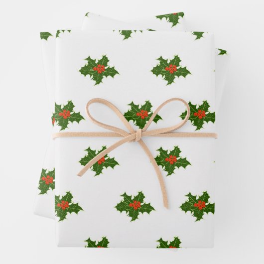 Christmas Holly Pattern Geschenkpapier Set (Beispiel)