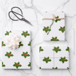 Christmas Holly Pattern Geschenkpapier Set