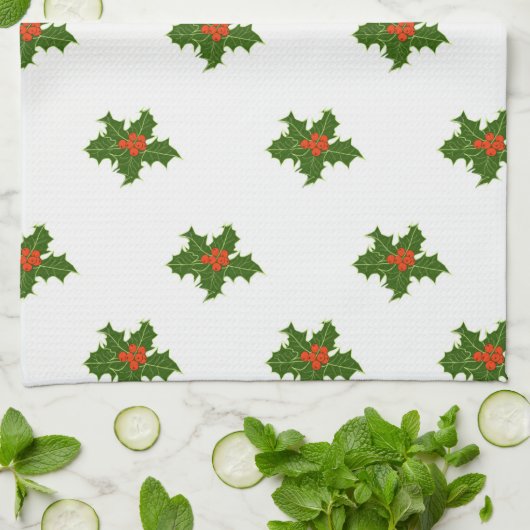 Christmas Holly Pattern Geschirrtuch (Gefaltet)