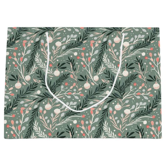 Christmas Holly Pattern Große Geschenktüte (Vorderseite)