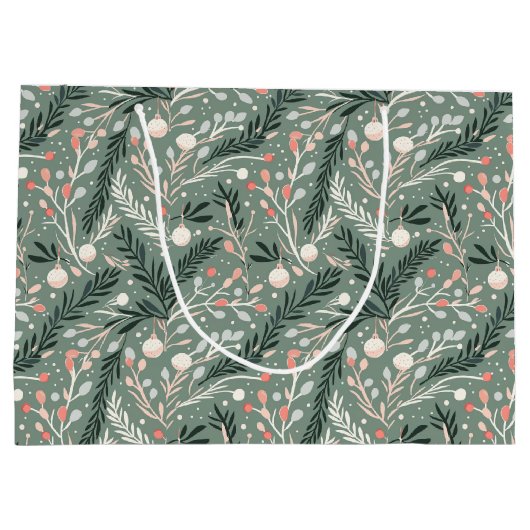 Christmas Holly Pattern Große Geschenktüte (Rückseite)