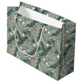 Christmas Holly Pattern Große Geschenktüte (Vorderseite Schrägansicht)