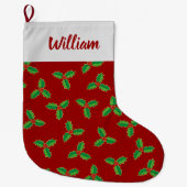 Christmas Holly Pattern Großer Weihnachtsstrumpf (Vorderseite)