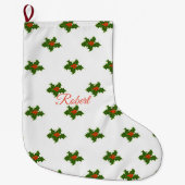 Christmas Holly Pattern Großer Weihnachtsstrumpf (Vorderseite)