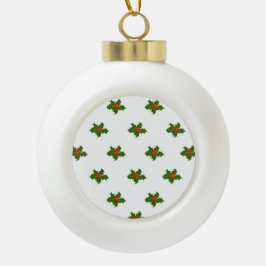 Christmas Holly Pattern Keramik Kugel-Ornament