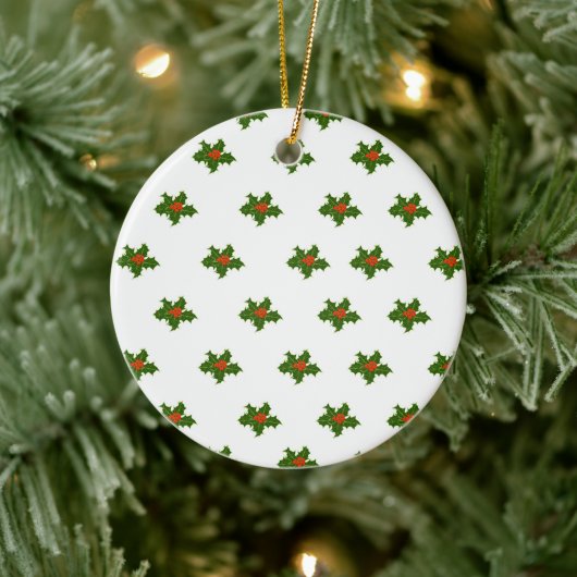 Christmas Holly Pattern Keramik Ornament (Baum)