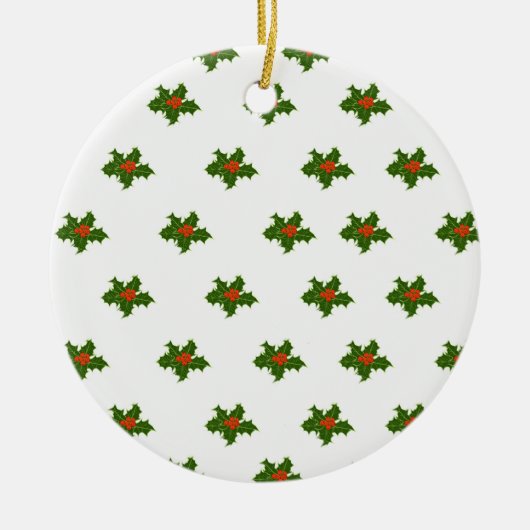 Christmas Holly Pattern Keramik Ornament (Vorne)