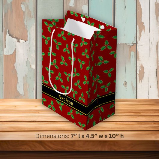 Christmas Holly Pattern Mittlere Geschenktüte