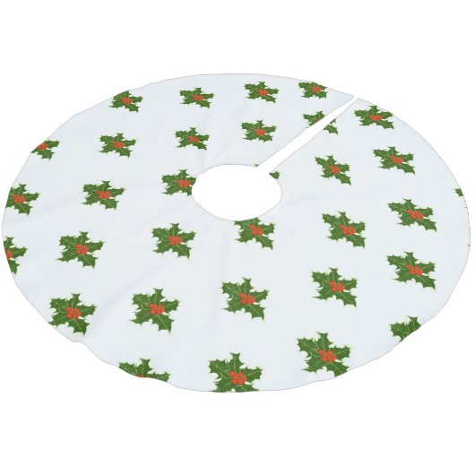 Christmas Holly Pattern Polyester Weihnachtsbaumdecke (Schrägansicht)