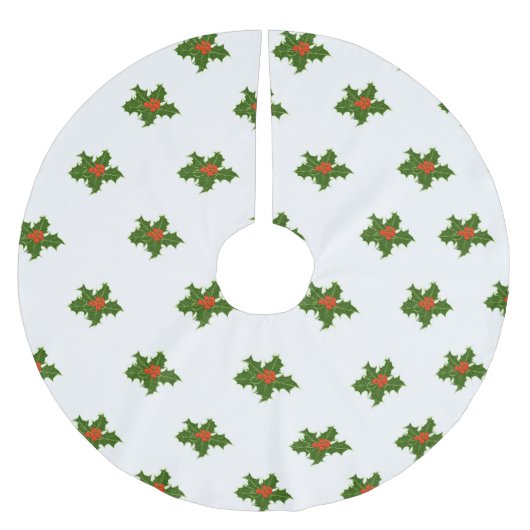 Christmas Holly Pattern Polyester Weihnachtsbaumdecke (Vorderseite)