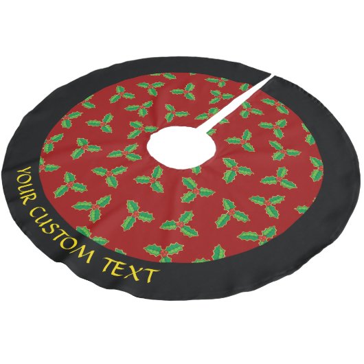 Christmas Holly Pattern Polyester Weihnachtsbaumdecke (Schrägansicht)
