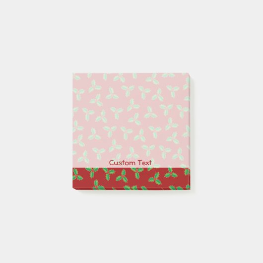 Christmas Holly Pattern Post-it Klebezettel (Vorderseite)