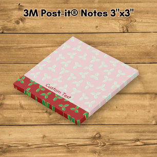 Christmas Holly Pattern Post-it Klebezettel