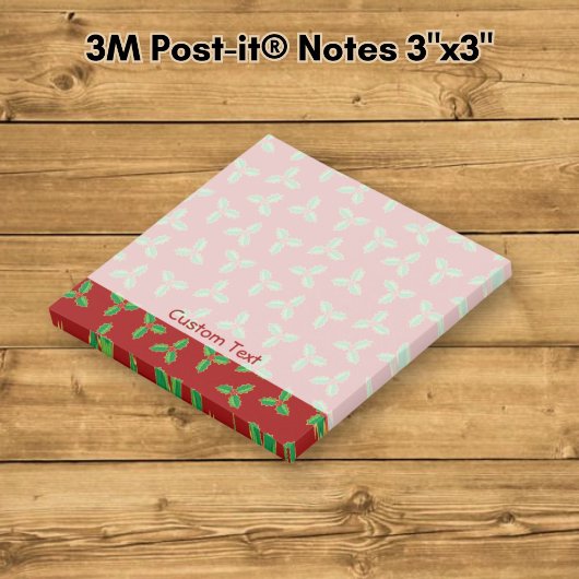 Christmas Holly Pattern Post-it Klebezettel
