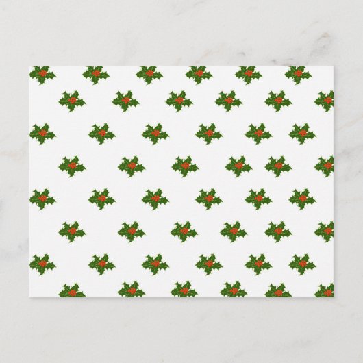 Christmas Holly Pattern Postkarte (Vorderseite)
