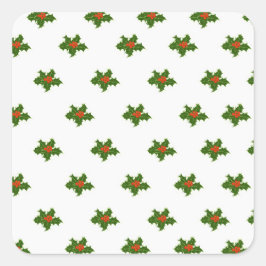 Christmas Holly Pattern Quadratischer Aufkleber