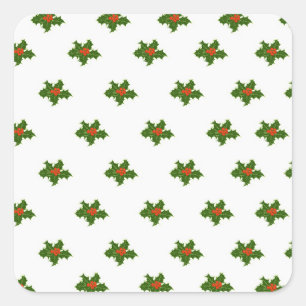 Christmas Holly Pattern Quadratischer Aufkleber