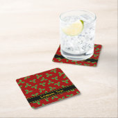 Christmas Holly Pattern Rechteckiger Pappuntersetzer (Vor Ort)