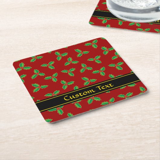 Christmas Holly Pattern Rechteckiger Pappuntersetzer (angewinkelt)