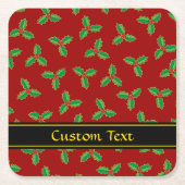 Christmas Holly Pattern Rechteckiger Pappuntersetzer (Vorderseite)