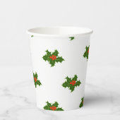Christmas Holly Pattern Red Berries Green Blätter Pappbecher (Links)
