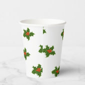 Christmas Holly Pattern Red Berries Green Blätter Pappbecher (Rechts)