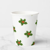 Christmas Holly Pattern Red Berries Green Blätter Pappbecher (Vorderseite)