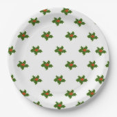 Christmas Holly Pattern Red Berries Green Blätter Pappteller (Vorderseite)