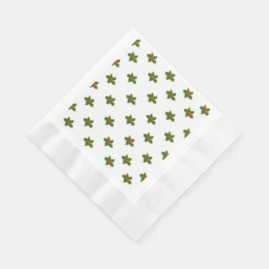 Christmas Holly Pattern Red Berries Green Blätter Serviette (Ecke)