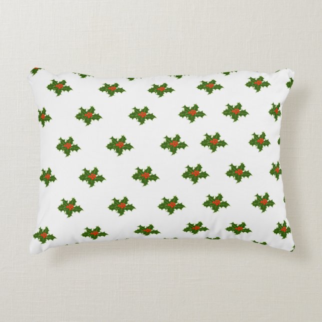 Christmas Holly Pattern Round Pillow Dekokissen (Vorderseite)