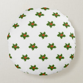 Christmas Holly Pattern Rundes Kissen