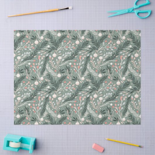 Christmas Holly Pattern Seidenpapier (Basteln)