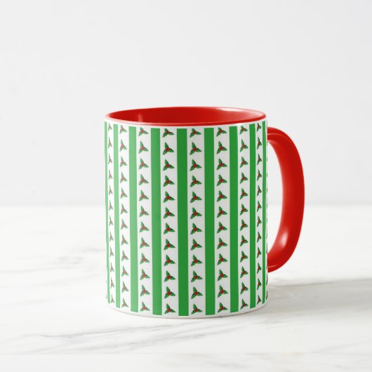 Christmas Holly Pattern Tasse (VorderseiteRechts)