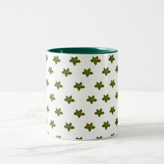 Christmas Holly Pattern Zweifarbige Tasse (Mittel)