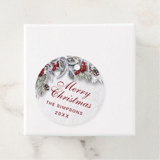 Christmas Holly Pine Branch Rustikaler Urlaub Geschenkanhänger (Beispiel)