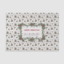 Christmas Holly Pine Mistletoe Classic Business Seidenpapier