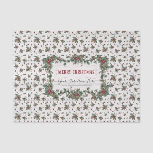 Christmas Holly Pine Mistletoe Classic Business Seidenpapier (Vorderseite)