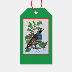 Christmas Holly Quail Geschenkanhänger