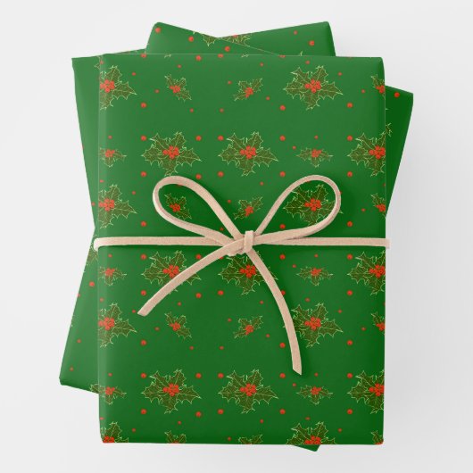 Christmas Holly Red Berries Geschenkpapier Set (Beispiel)