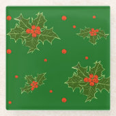 Christmas Holly Red Berries Glasuntersetzer (Vorderseite)