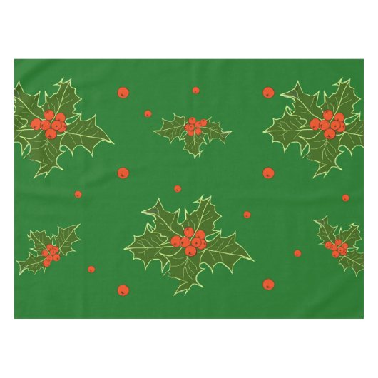 Christmas Holly Red Berries Tischdecke (Vorderseite (Horizontal))