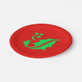 Christmas Holly Red Green 4Geri Pappteller (Schrägansicht)
