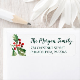 Christmas Holly Rücksendeadressen-Aufklebers