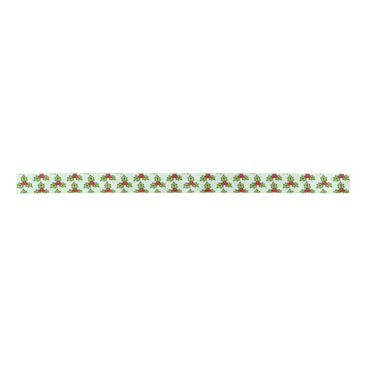 Christmas Holly Satin Ribbon Satinband (Vorderseite)