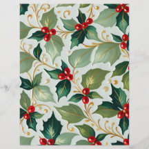 Christmas Holly Scrapbook Paper