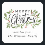 Christmas Holly Sticker Tag<br><div class="desc">Weihnachten Holly,  Sticker-Tag. Personalisierbar. Teil einer Sammlung</div>