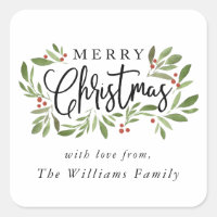 Christmas Holly Sticker Tag