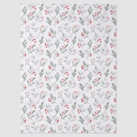 Christmas Holly Tissue Paper-Elegant Holiday Seidenpapier (Vorderseite)
