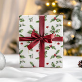 Christmas Holly und Mistletoe Geschenkpapier